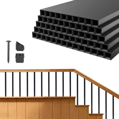 Zdjęcie produktu dla SucceBuy Balustrady 125 sztuk w opakowaniu 19x19x661 mm, szczeble schodowe ze stopu aluminium, pręty schodowe z łącznikami i śrubami, tralki do tarasów, werand i balustrad schodowych, czarne