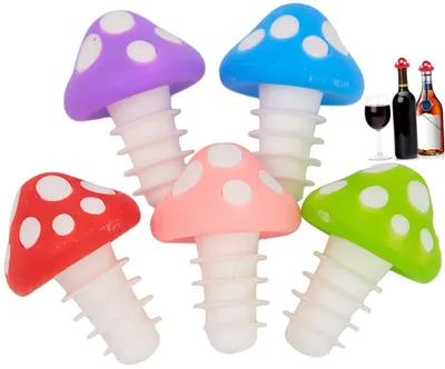 Produktbild von Weinstopper – Pilzförmige Weinverschlüsse – 5er-Pack – Flaschenverschluss – Vakuum-Weinstopper – Lustiger Weinstopper – Silikonverschlüsse