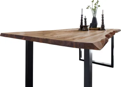 Produktbild von Esstisch Baumkante massiv Akazie natur 240 x 100 schwarz NIAH