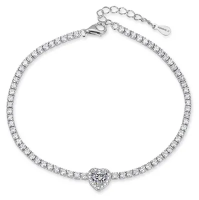 Image de Bracelet de tennis en argent avec un cœur AGB773/21