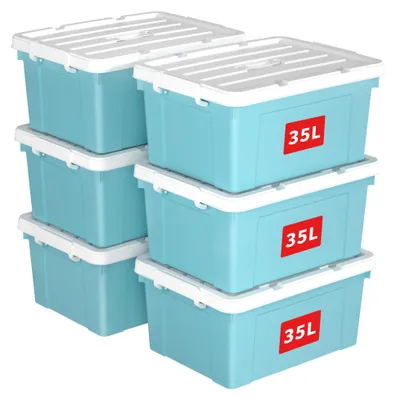 Produktbild von Cetomo 35L*6 Aufbewahrungsboxen, Tragbare Plastikboxen mit Deckeln, Organizer-Be