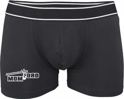 Produktbild von Boxershorts - Mann - Boxer-0024-man-black-v-L - schwarz - L - vorn - Sponsored by mum and dad - lustiges Motiv - Spruch - Unterwäsche - Unterhose - Freizeit - lustig