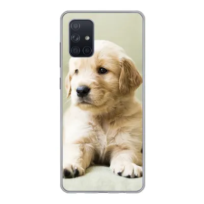Produktbild von MuchoWow® Handyhülle Schutzhülle Hülle für Samsung Galaxy A51 Golden Retriever Welpe auf dem Sofa liegend Silikon Softcase Handy Hülle - Schutzabdeckung