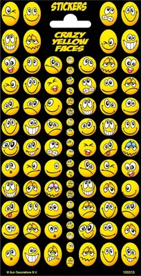 Image de planche d'autocollants Smileys 20 x 10 cm jaune