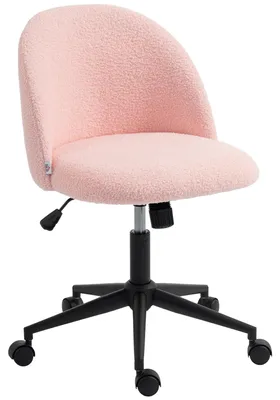 Produktbild von HOMCOM Schreibtischstuhl höhenverstellbarer Bürostuhl mit Teddyfleeceoptik Rosa