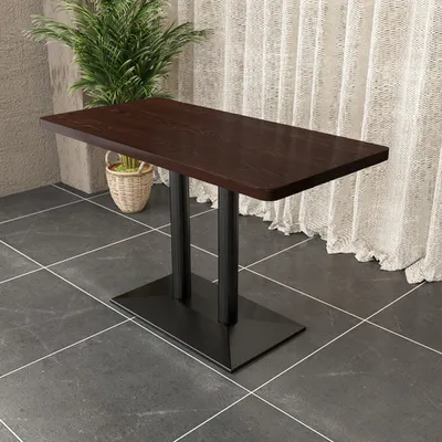 Zdjęcie produktu dla Meble gastronomiczne, meble do kawiarni, barów i restauracji, meble hotelowe, stoliki do bistra. Stolik, ciemnobrązowy, czarny, model C, wymiary: 120 x 60 x 75 cm