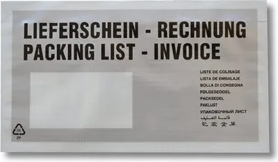 Produktbild von 1000x Dokumententaschen Begleitscheintaschen *Lieferschein/Rechnung* silber DIN Lang