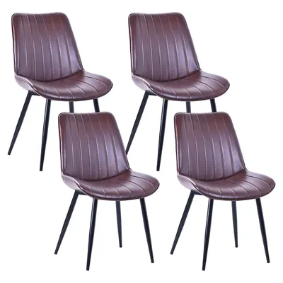 Image de Chaise de salle à manger HOMAVO – Chaise confortable en velours ou en cuir synthétique, ergonomique, structure métallique, assise large 53 × 43 cm, facile à monter, lot de 4