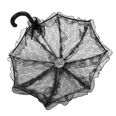 Produktbild von Spitzen-Regenschirm, Handgemacht, Hochzeit, Braut-Umhang, Elegante Dekoration, Fotorequisiten für Partys, Schwarz