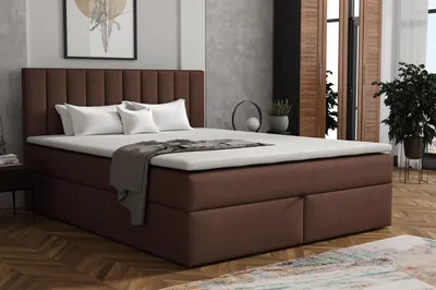 Produktbild von MR GROUP Boxspringbett mit Bettkasten ZADAR, 160x200, braun, H3 geflechtes Stoff, Polsterbett mit Matratze und Topper Doppelbett Bett für Schlafzimmer