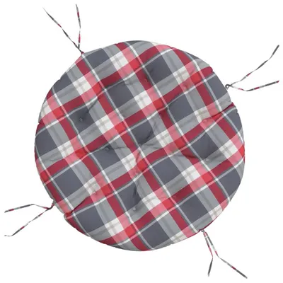 Produktbild von Kissen Rund Rot Karomuster Ø 100x11 cm Oxford-Gewebe