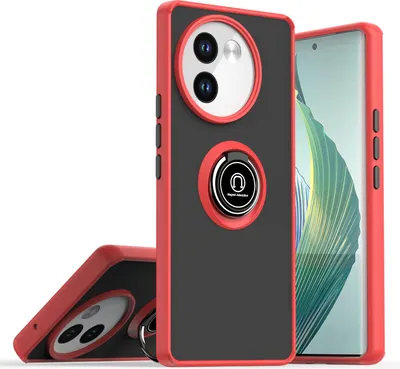 Immagine prodotto di Custodia per Vivo V40 Lite 5G opaca traslucida in TPU con supporto ad anello e supporto Rosso