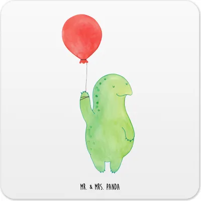 Produktbild von Mr. & Mrs. Panda Untersetzer für Gläser Schildkröte Luftballon 6er Set - Weiß - Geschenk, Getränke-Untersetzer, Tassen, Motivation, Jahrmarkt, Glas-Untersetzer, Coaster