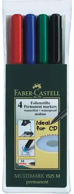 Produktbild von Faber-Castell 152504, Schwarz, Blau, Gold, Rot, Mehrfarbig, Kunststoff, Polypropylen (PP), 1 mm, 4 Stück(e)