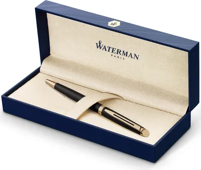 Produktbild von Waterman Hémisphère Kugelschreiber | Mattschwarz mit Zierteile aus 23 K Gold | Mittlere Spitze | Blaue Tinte | Geschenkbox