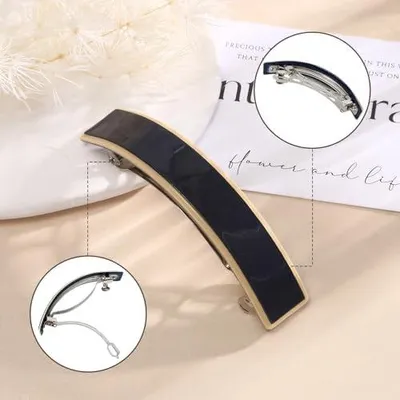 Produktbild von 3 französische Haarspangen für Frauen im klassischen Stil, große automatische Haarclips für feines und mitteldickes Haar, Rosa, Weiß und Schwarz