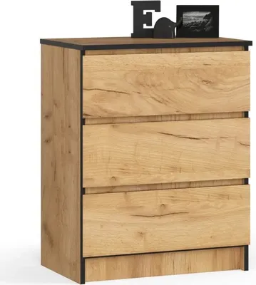 Obrázok produktu pre Komoda s 3 zásuvkami, dub Craft, V: 77 cm, Š: 60 cm, H: 40 cm