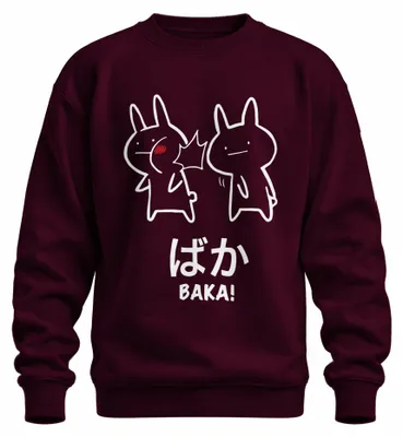 Immagine prodotto di ばか BAKA! Anime Kawaii Hase Ohrfeige Otaku Manga Japan Chibi Cute Unisex Felpa Pullover, Borgogna, 3XL