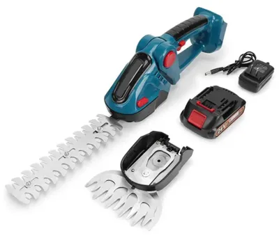 Obrázok produktu pre Akumulátorové nožnice na živé ploty – 2 v 1: nožnice na trávu a nožnice na živé ploty – ručné zariadenie – dvojitá čepeľ – motor s kefami – záhradný nástroj