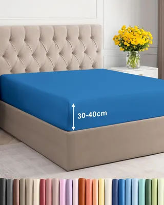 Produktbild von Spannbettlaken 90 x 200 cm, Königsblau – 40 cm tiefe Ecken – Hochwertiges Mikrofaser-Spannbettlaken – Weich, knitterfrei und bügelfrei, atmungsaktiv, hypoallergen,  Standard 100