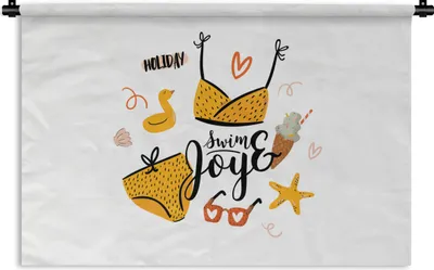 Produktbild von MuchoWow® Wandteppich Wandbehang Bikini - Sommer - Gelb 90x60 cm Tapisserie Dekoration Wandtuch - Wandskulpturen - Bildteppich