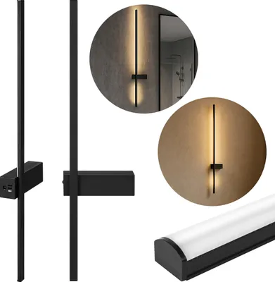 Produktbild von MasterLED LED Wandleuchte innen – 60 cm – 4000K Neutralweiß – 8W – schwarz – wandbeleuchtung indirekt – wandlampe modern design – LIRA
