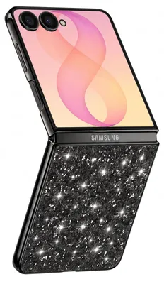 Produktbild von Avizar, Hülle für Samsung Galaxy Z Flip 8 Glitzer mit Chromrand, Schwarz
