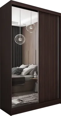 Produktbild von Masseno Schiebetürenschrank PATRIZIA 120 cm Kleiderschrank Schlafzimmer Schrank 2-türig mit Spiegel Wengefarben