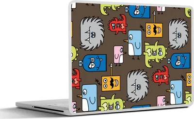 Produktbild von MuchoWow® Laptop Aufkleber Sticker Cover Muster - Monster - Tiere - Kinder - Kinder 30x21 cm - Sticker für Laptop - Selbstklebend