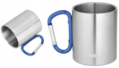 Produktbild von Nils Camp NC17110 Edelstahl Campingbecher mit Karabiner