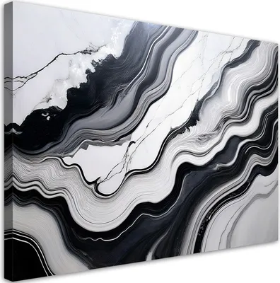 Produktbild von Leinwandbild Schwarz-Weißer Marmor, abstrakt 100x70 Feeby Schwarz-Weiß bild für die wand bereit zum aufhängen