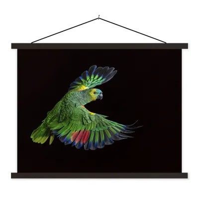 Produktbild von MuchoWow® Textilposter Nahaufnahme bunter Papagei 150x113 cm mit schwarzem Rahmen - Wohnzimmer