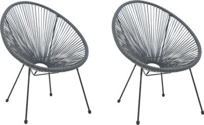 Produktbild von Möbilia Garten-Stuhl 2er-Set | Sitzschale Kunststoff | Gestell Metall | B 73 x T 73 x H 88 cm | grau | 10020010 | Serie GARTEN