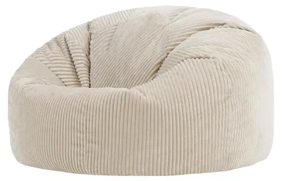 Image de icon Pouf classique Kingston XXL en velours côtelé, beige, Pouf fauteuil pour adultes et enfants, avec remplissage