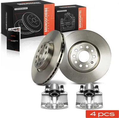 Imagen del producto de Frankberg: 2 pinzas de freno + 2 discos de freno delanteros para VW Golf 5 6, Passat, Skoda, Audi