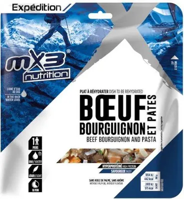 Image de Plat lyophilisé MX3 (808) Bœuf bourguignon avec pâtes 130 g