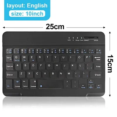 Produktbild von Mini Bluetooth Tastatur wiederaufladbar, für Laptop, Tablet, Smartphone, iOS, Android, Windows – 7 Zoll