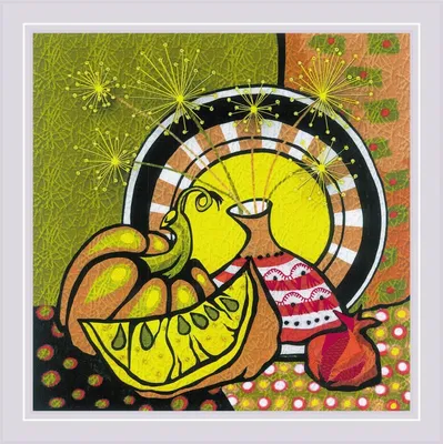 Produktbild von Auslaufmodell Riolis Plattstich Set "Reifer Punpkin", vorbedruckt 20x20cm