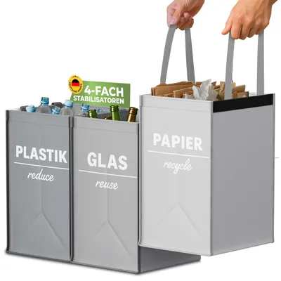 Productafbeelding van Afvalscheidingssysteem 3-delig, plastic glas papier, voor keuken