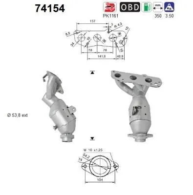 Produktbild von AS Katalysator Kat für NISSAN MICRA IV (K13) Euro 5/Euro 6 74154