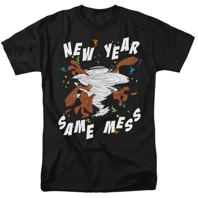 Immagine prodotto di Maglietta unisex Looney Tunes, "Nuovo anno, stessa confusione", in cotone, modello TV36112 (taglia 5XL), colore nero