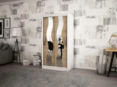 Obrázok produktu pre MINIO Šatníková skriňa 100 cm SEWILLA biela matná / dub sonoma