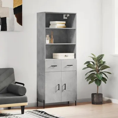Immagine prodotto di vidaXL Credenza grigio cemento 69,5x34x180 cm materiale a base di legno