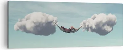 Produktbild von Bild auf Leinwand - Leinwandbild - Einteilig - Wolken Hängematte Ruhe - 140x50cm - Wand Bild - Wanddeko - Wandbilder - Leinwanddruck - Bilder - Wanddekoration - Leinwand bilder - AB140x50-4373