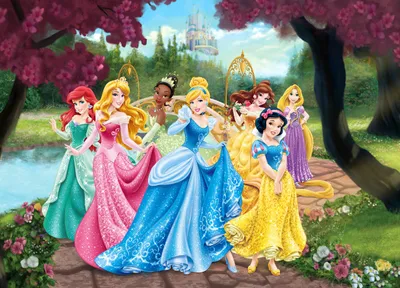Zdjęcie produktu dla Disney plakat księżniczki różowym,żółtymIniebieskim - 600655 - 160 x 110 cm