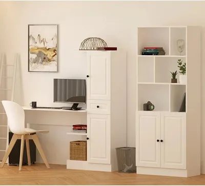 Produktbild von Skye Decor, Rb1000401557, Schreibtisch & Bücherregal, Mattweiß, Spanplatte, 155 x 150 x 40 cm