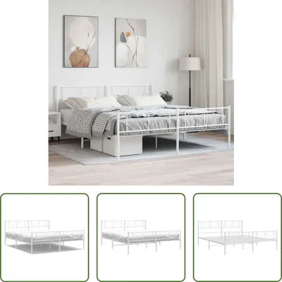 Produktbild von The Living Store Bettgestell mit Kopf- und Fußteil Metall Weiß 180x200 cm