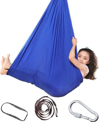 Topchances Indoor-Therapie-Schaukel für Kinder und Jugendliche, weiche Hängematten-Schaukel mit besonderen Bedürfnissen für Kinder, für Yoga, sensorische Integration, Outdoor, Camping, 1m*2.8m, Blau