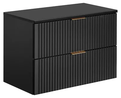 Produktbild von Waschtischunterschrank mit kannelierter Platte - Schwarz - Breite 80 cm - ZEVARA