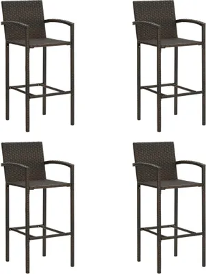 Image de Tabouret de bar 4 pcs. Marron Poly Rattan